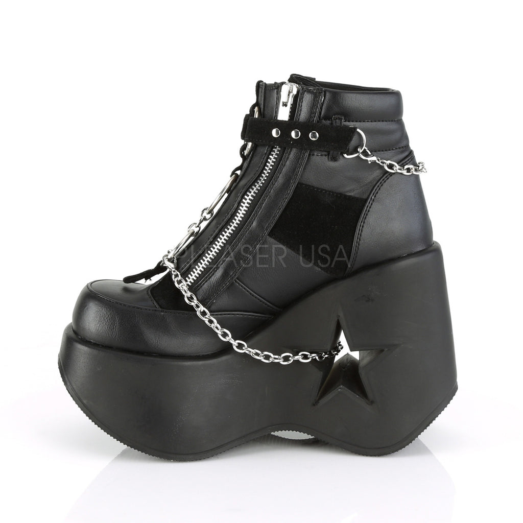 DEMONIA Dynamite-101 Goth Punk Star Cutout Cut Out Chains Platforms Wedges Heels - A Shoe Addiction