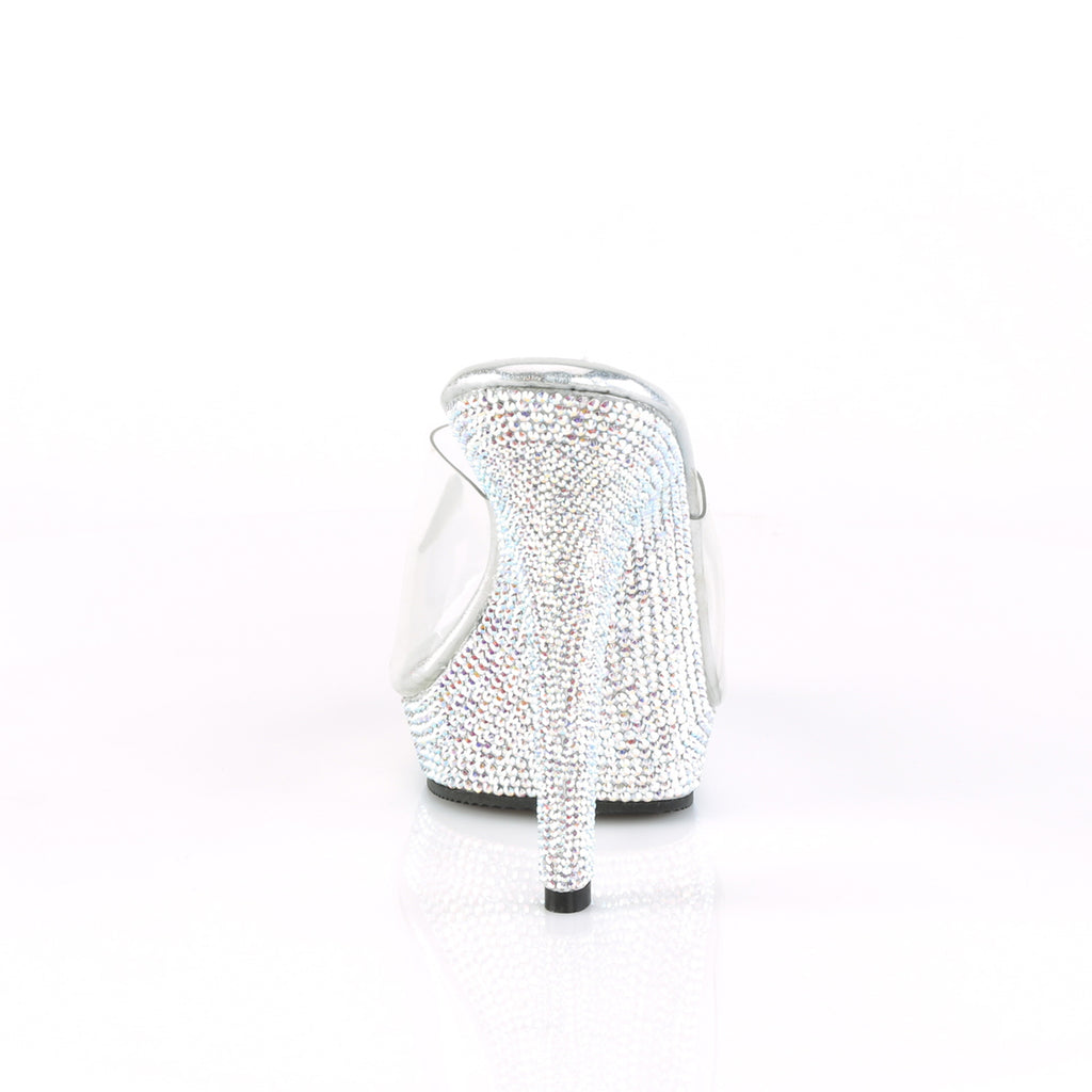 FABULICIOUS Lip-101DM Clear Rhinestone Dress Model Wedding Formal Slides 5" Heel - A Shoe Addiction