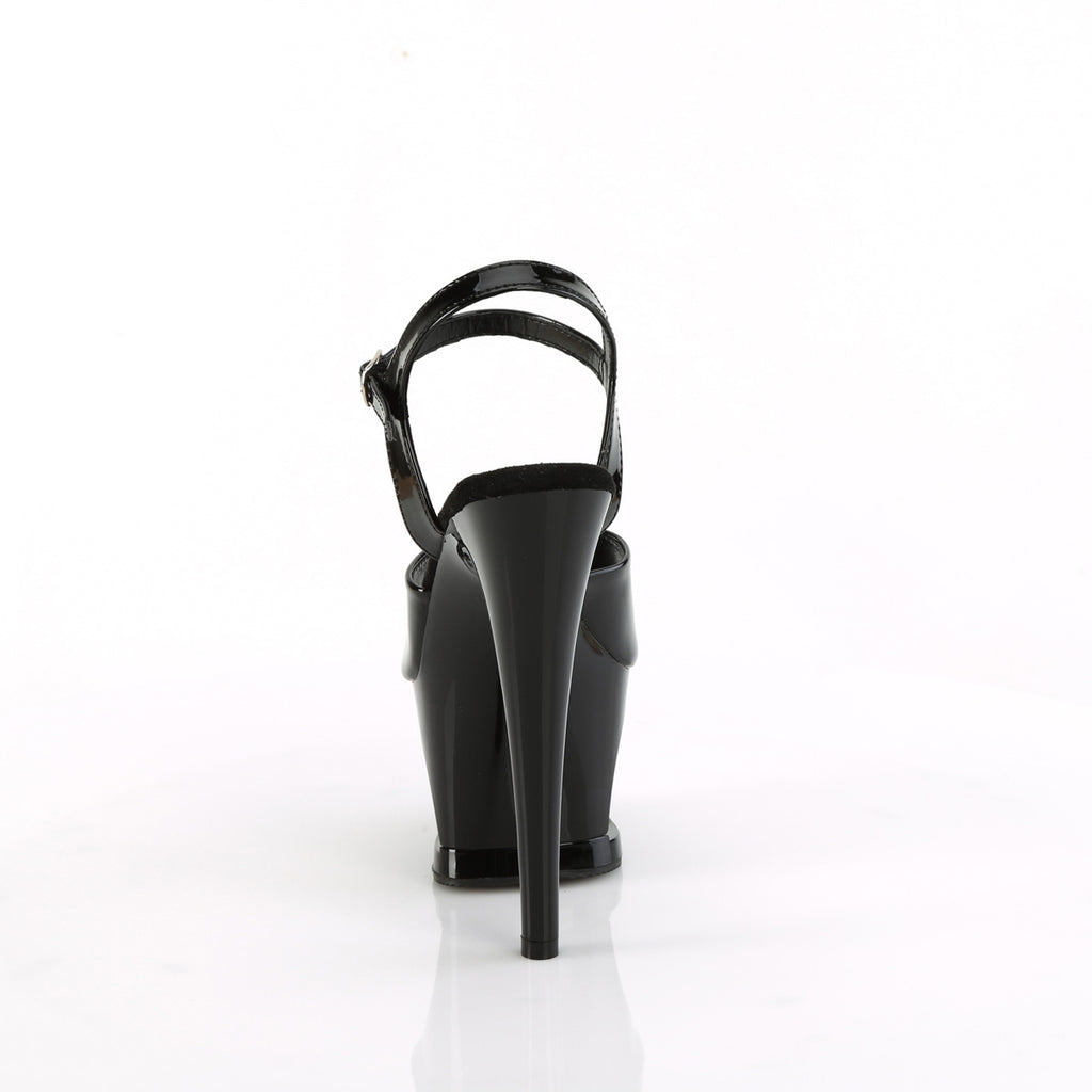 MOON-709H - Black Patent/Black-Red Platform Heels