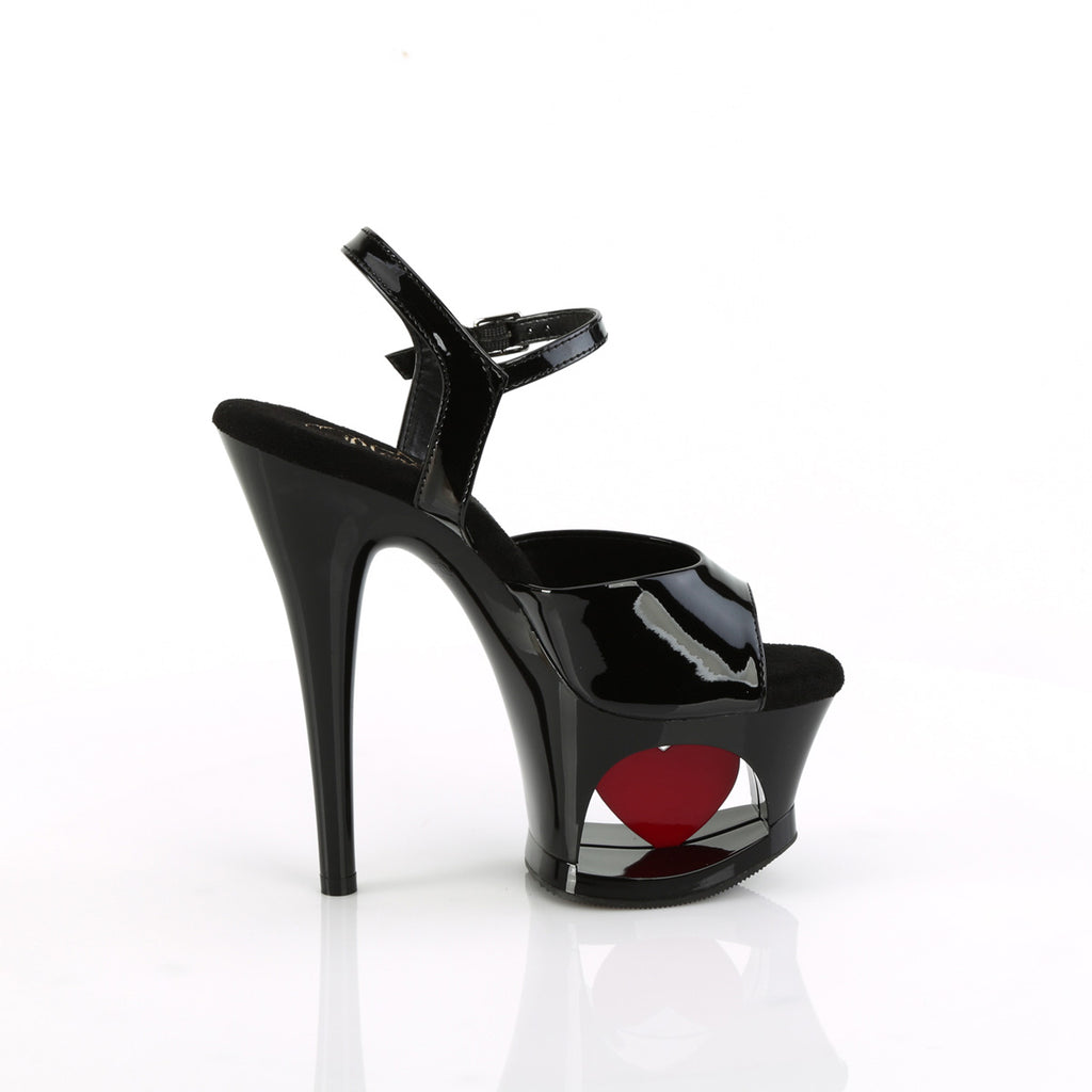MOON-709H - Black Patent/Black-Red Platform Heels