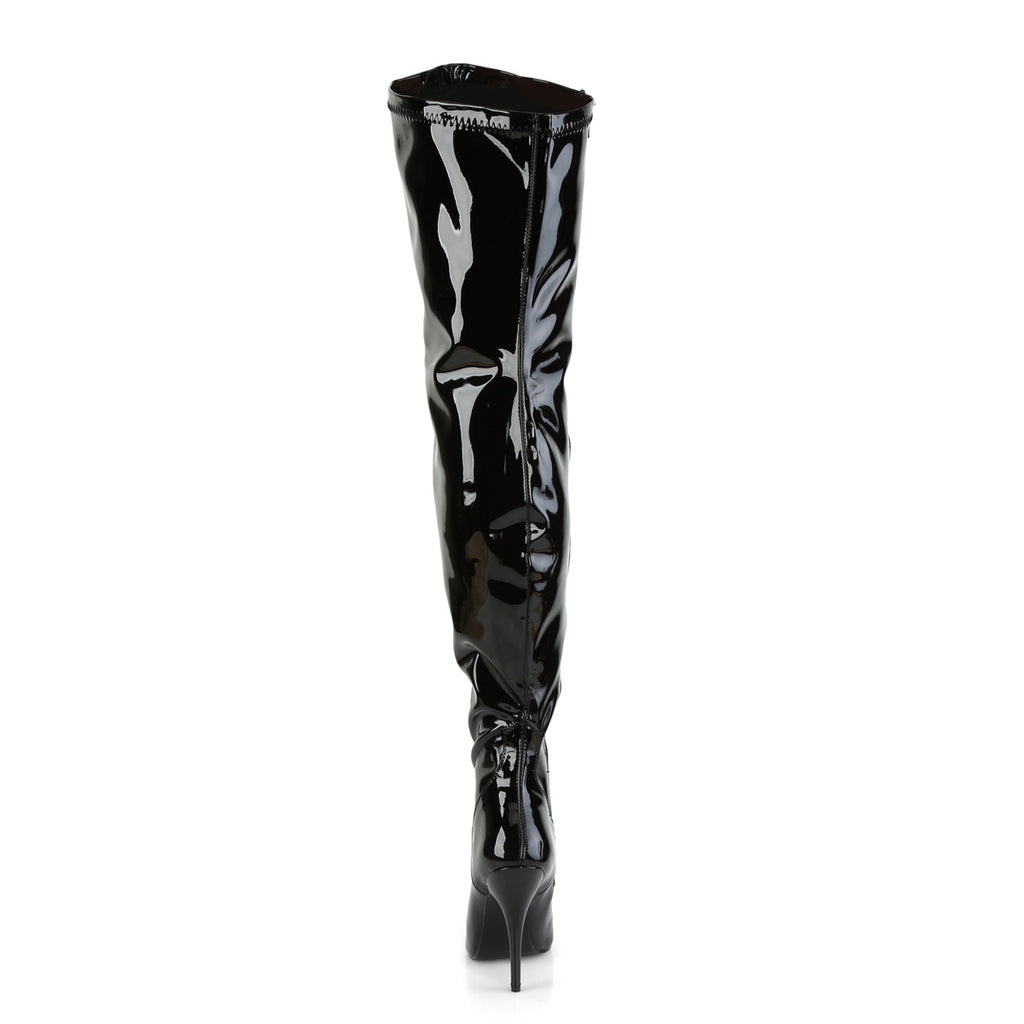 SEDUCE-3000WC - Black Stretch Patent Wide Calf Boots