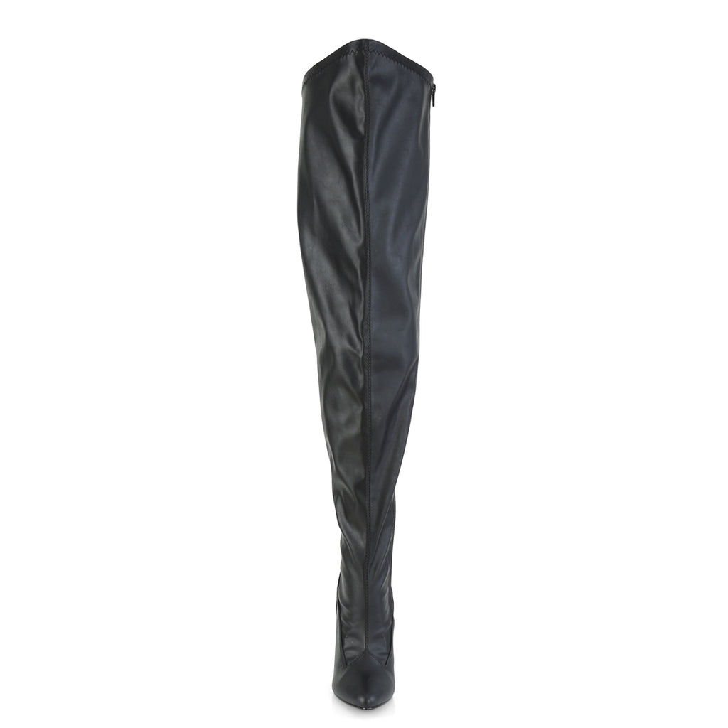 SEDUCE-3000WC - Black Stretch Faux Leather Boots