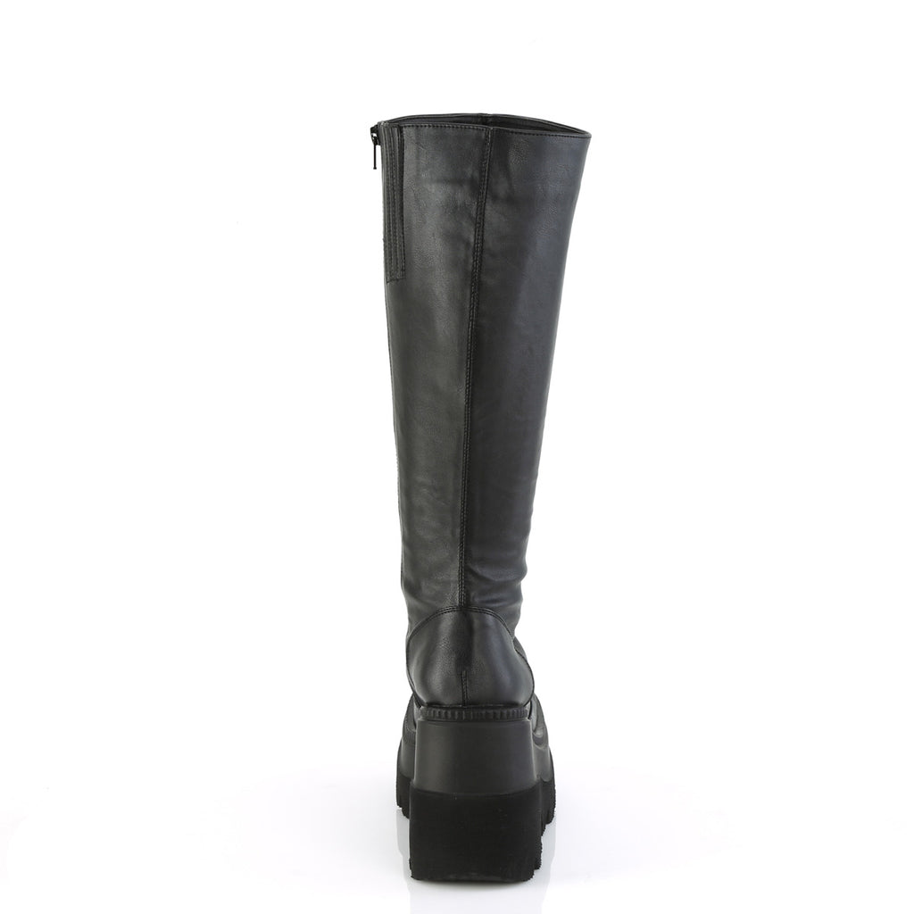 SHAKER-100WC - Black Vegan Leather Wide Calf Boots