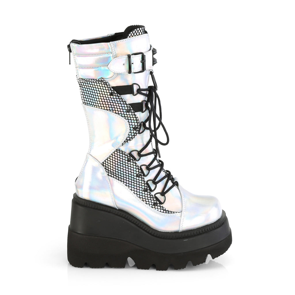 SHAKER-70 - Silver Holo. Vegan Leather-Blk Fishnet