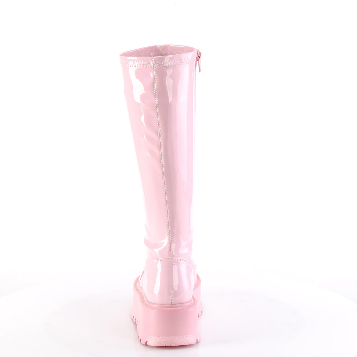 SLACKER-200 - Baby Pink Holo Patent Boots