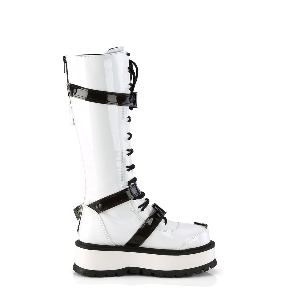 SLACKER-260 - White Patent Boots