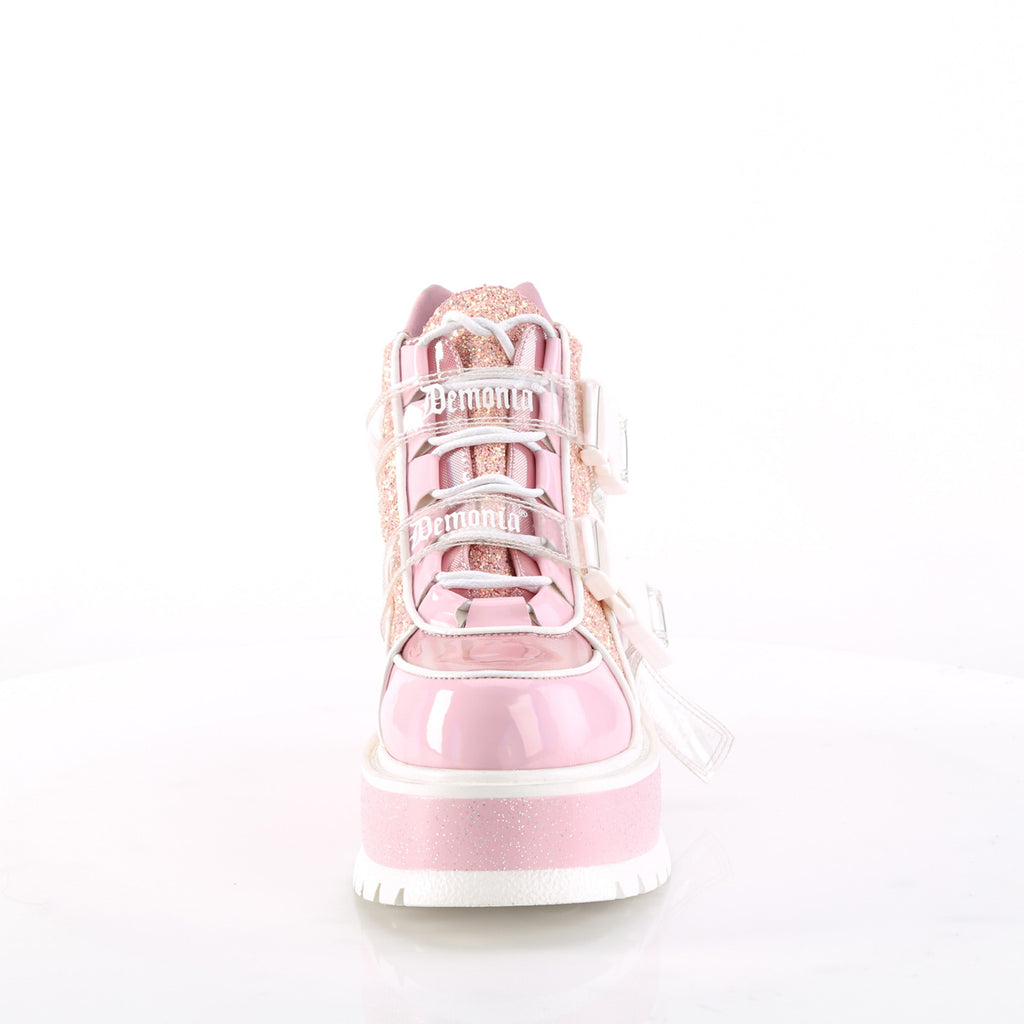 SLACKER-50 - Baby Pink Holographic Patent-Multi Glitter Boots