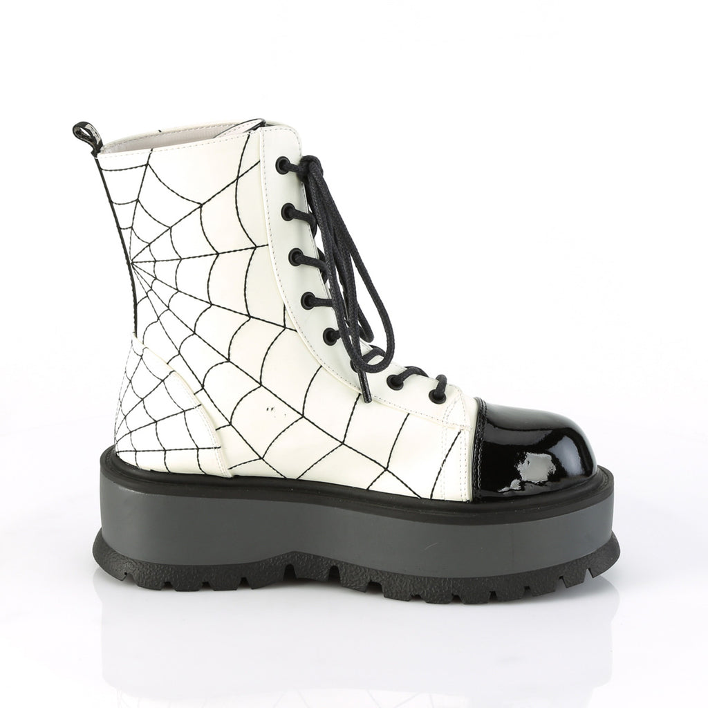 SLACKER-88 - White Glow Vegan Leather Boots