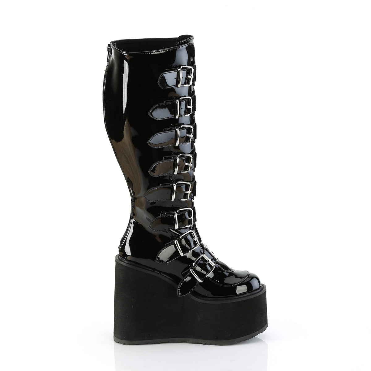 SWING-815WC - Black Patent Wide Calf Boots