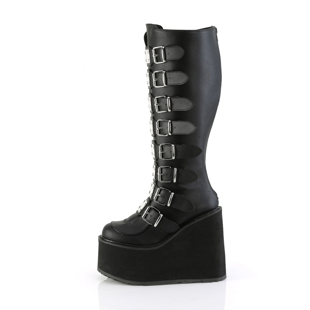 SWING-815WC - Black Vegan Leather Wide Calf Boots