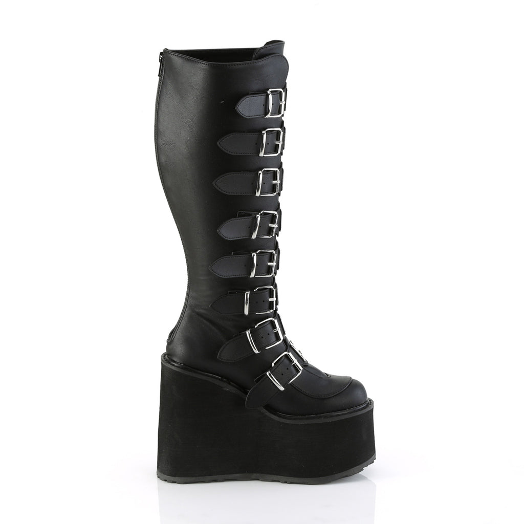 SWING-815WC - Black Vegan Leather Wide Calf Boots