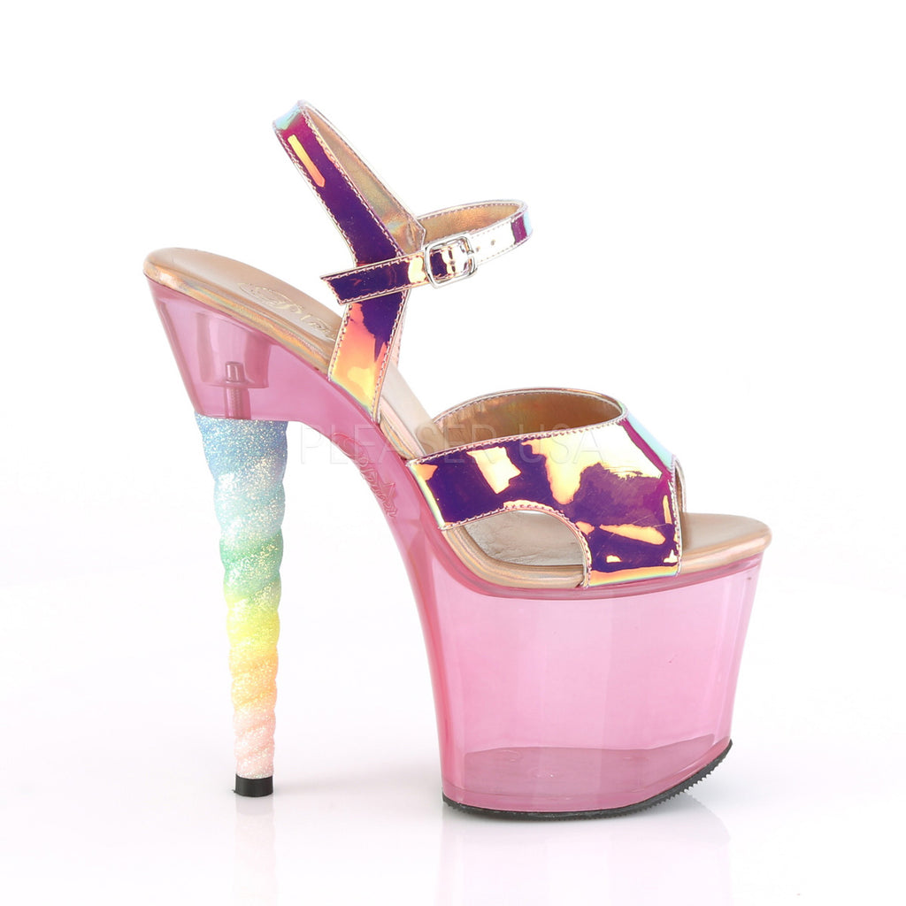 PLEASER Unicorn-711T Pink Blue Green TPU Tinted Stripper Pole Dancer 7" Heels - A Shoe Addiction