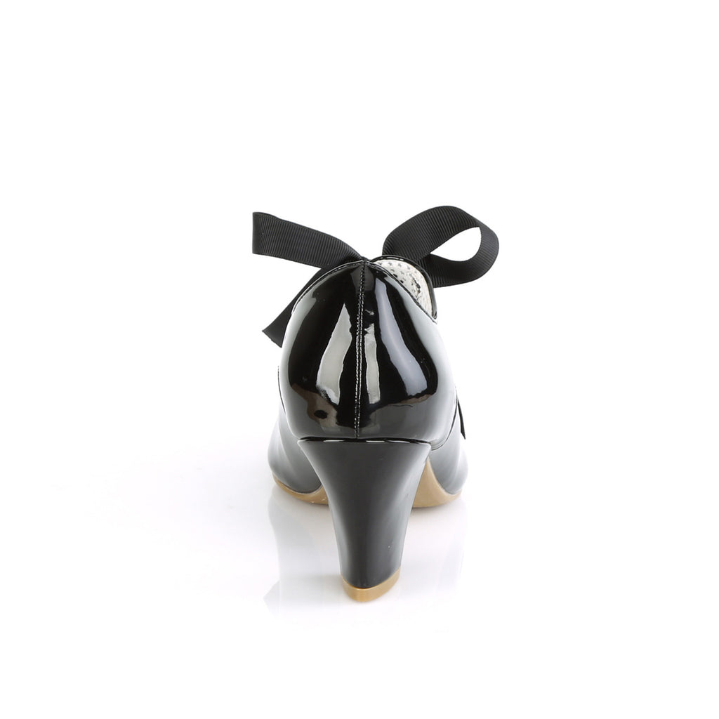 PINUP COUTURE WIGGLE-32 Black Patent Mary Janes Heart Cutout 2.5" Heels Pumps - A Shoe Addiction Australia