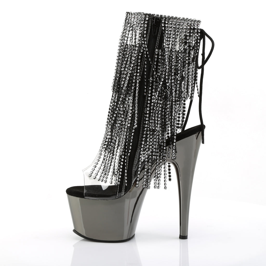 ADORE-1017RSF - Clear-Black/Dark Pewter Chrome Boots