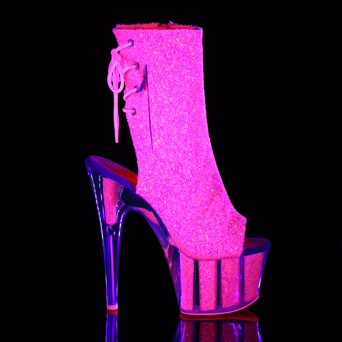 ADORE-1018G - Neon Pink Glitter Boots