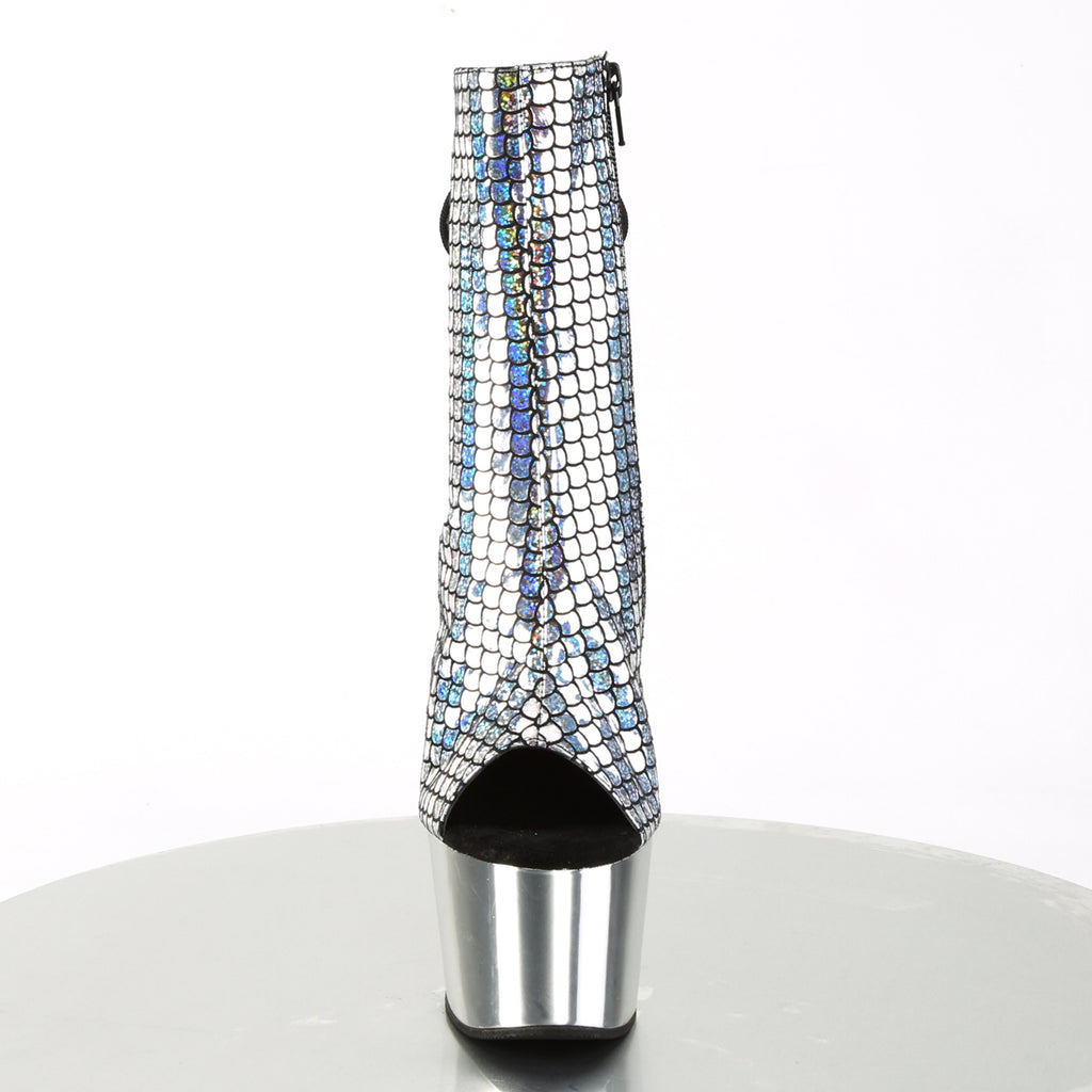 ADORE-1018MSC - Silver Hologram/Silver Chrome Boots