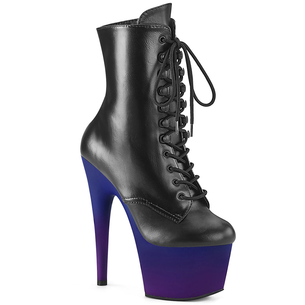 ADORE-1020BP - Black Faux Leather/Blue-Purple Ombre