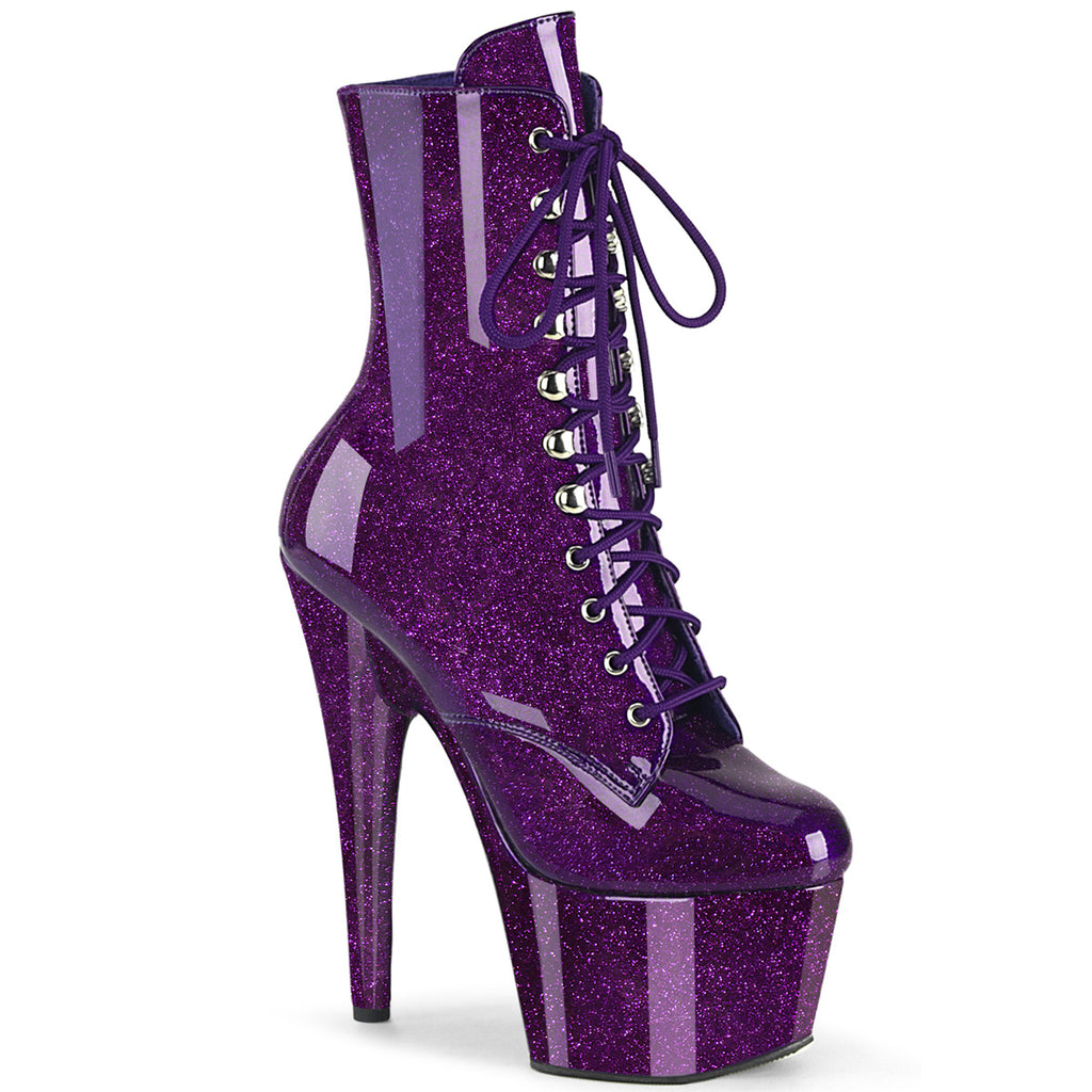 ADORE-1020GP - Purple Glitter Patent Ankle Boots