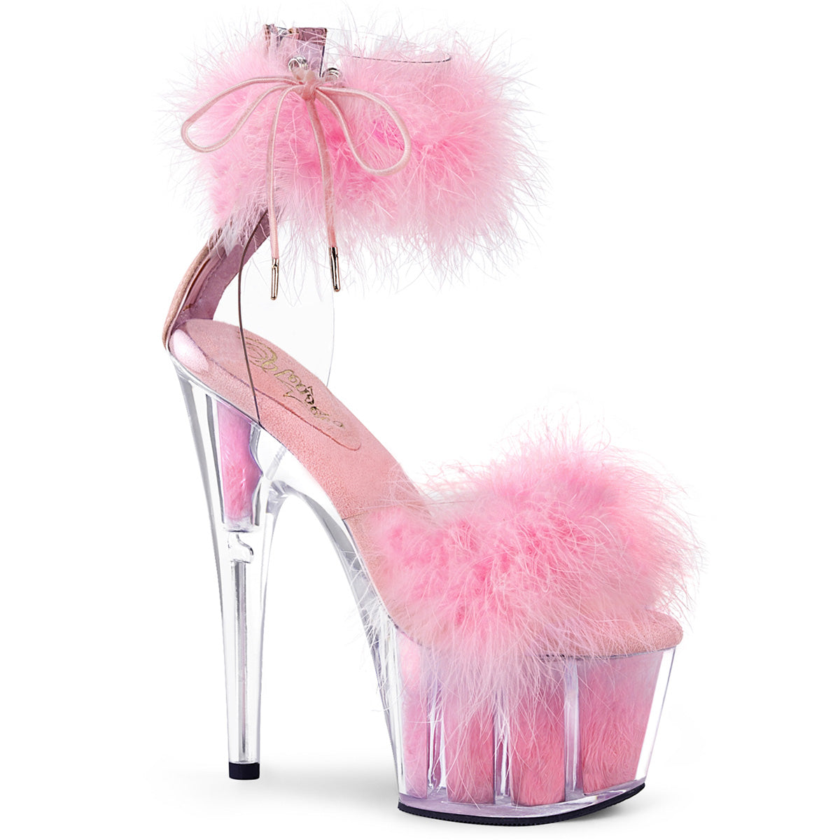 ADORE-724F - Clear-Baby Pink Fur Heels