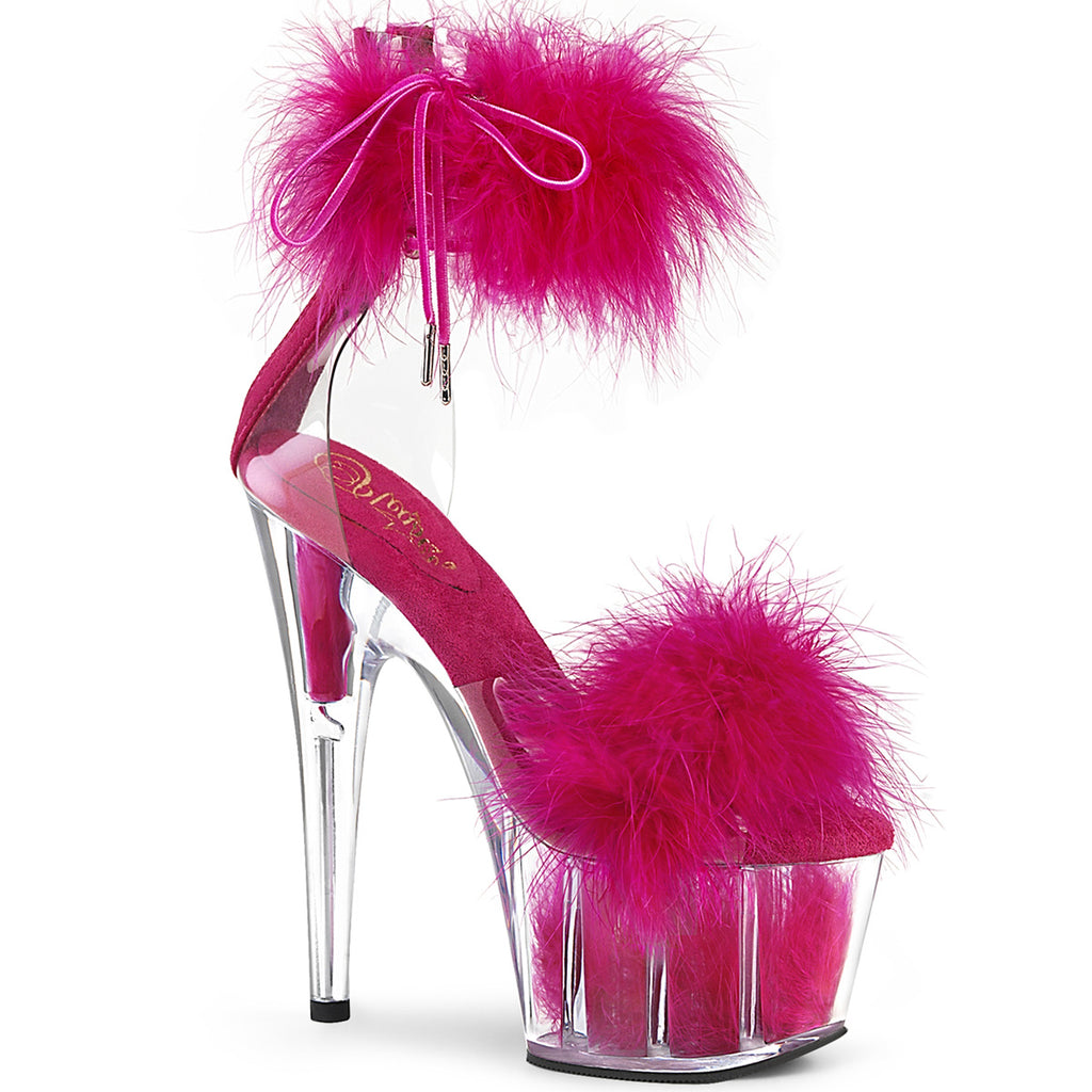 ADORE-724F - Clear-Hot Pink Fur Heels