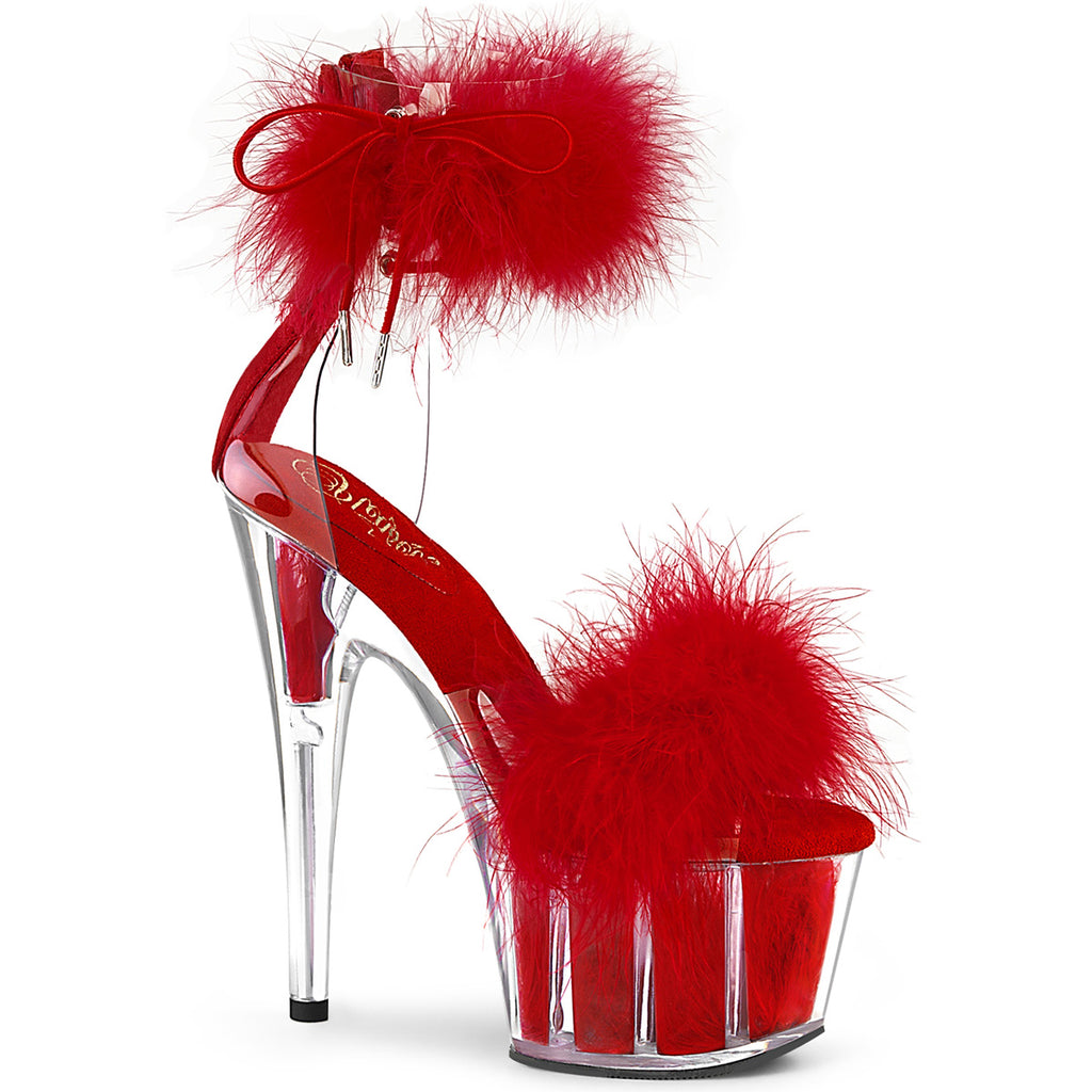 ADORE-724F - Clear-Red Fur Heels