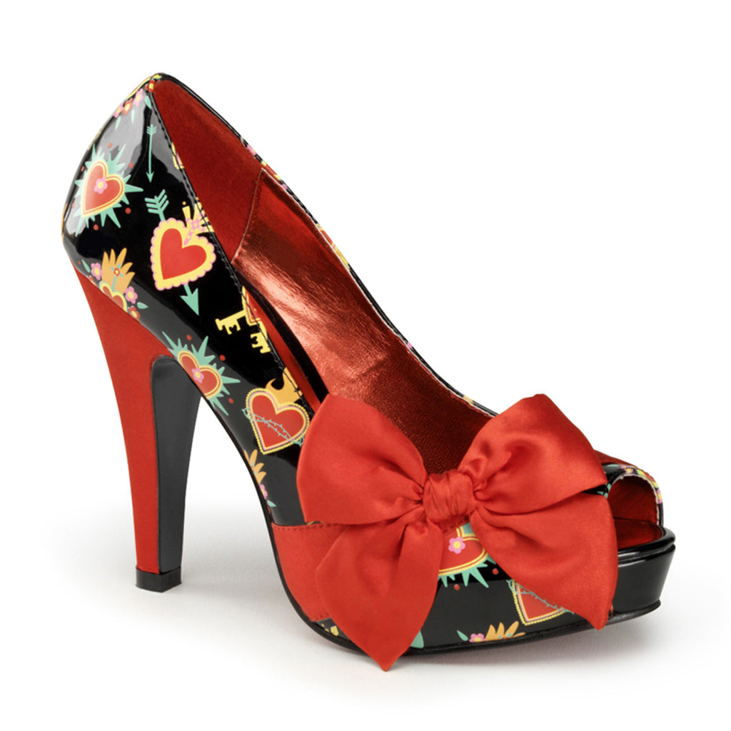 BETTIE-13 - Blk Pat-Red Satin (Sacred Hearts)