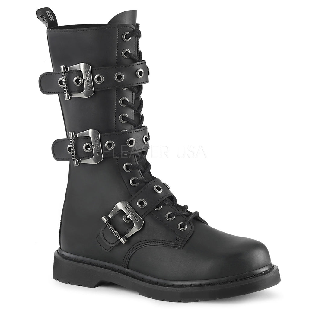 IN STOCK / SALE - DEMONIA Bolt-330 Black Vegan Leather Boots Men's 6 Women's 8 - A Shoe Addiction