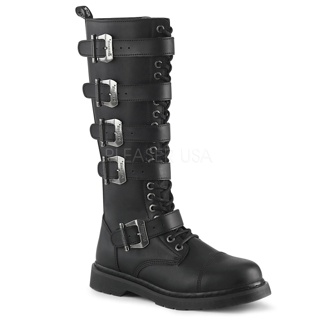 DEMONIA Bolt-425 Vegan Leather Mens Unisex Goth Rocker Biker Combat Boots - A Shoe Addiction