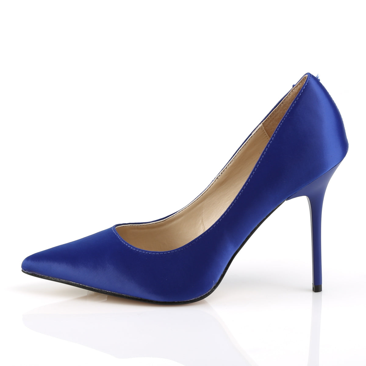 DISCONTINUED PLEASER Classique-20 Blue Satin Work Pumps Heels Large Plus Sz 5-16 - A Shoe Addiction Australia