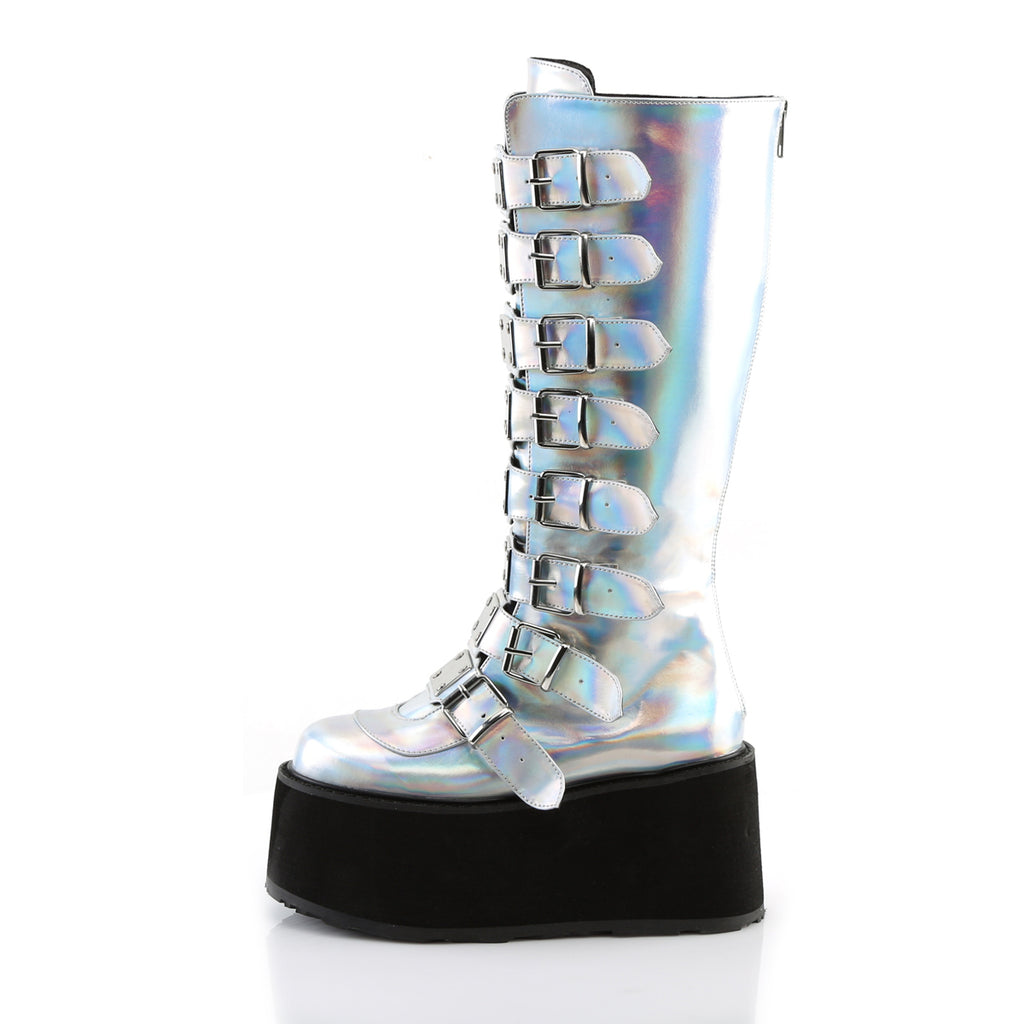 DAMNED-318 - Silver Hologram Vegan Leather