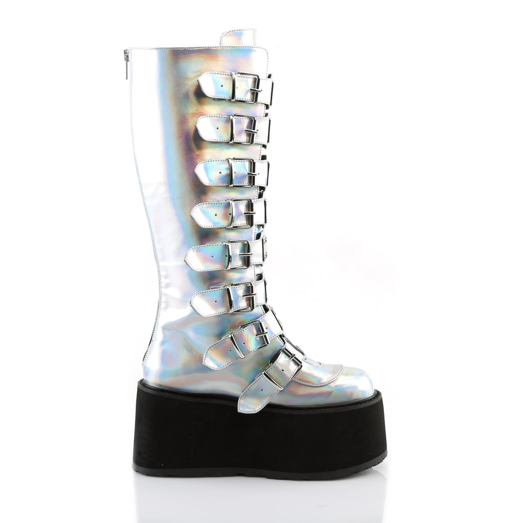 DAMNED-318 - Silver Hologram Vegan Leather