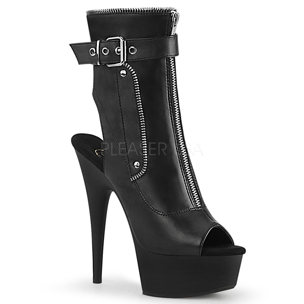 PLEASER Delight-1035 Faux Leather Zipper Trim Detail Platform 6" Ankle Boots - A Shoe Addiction