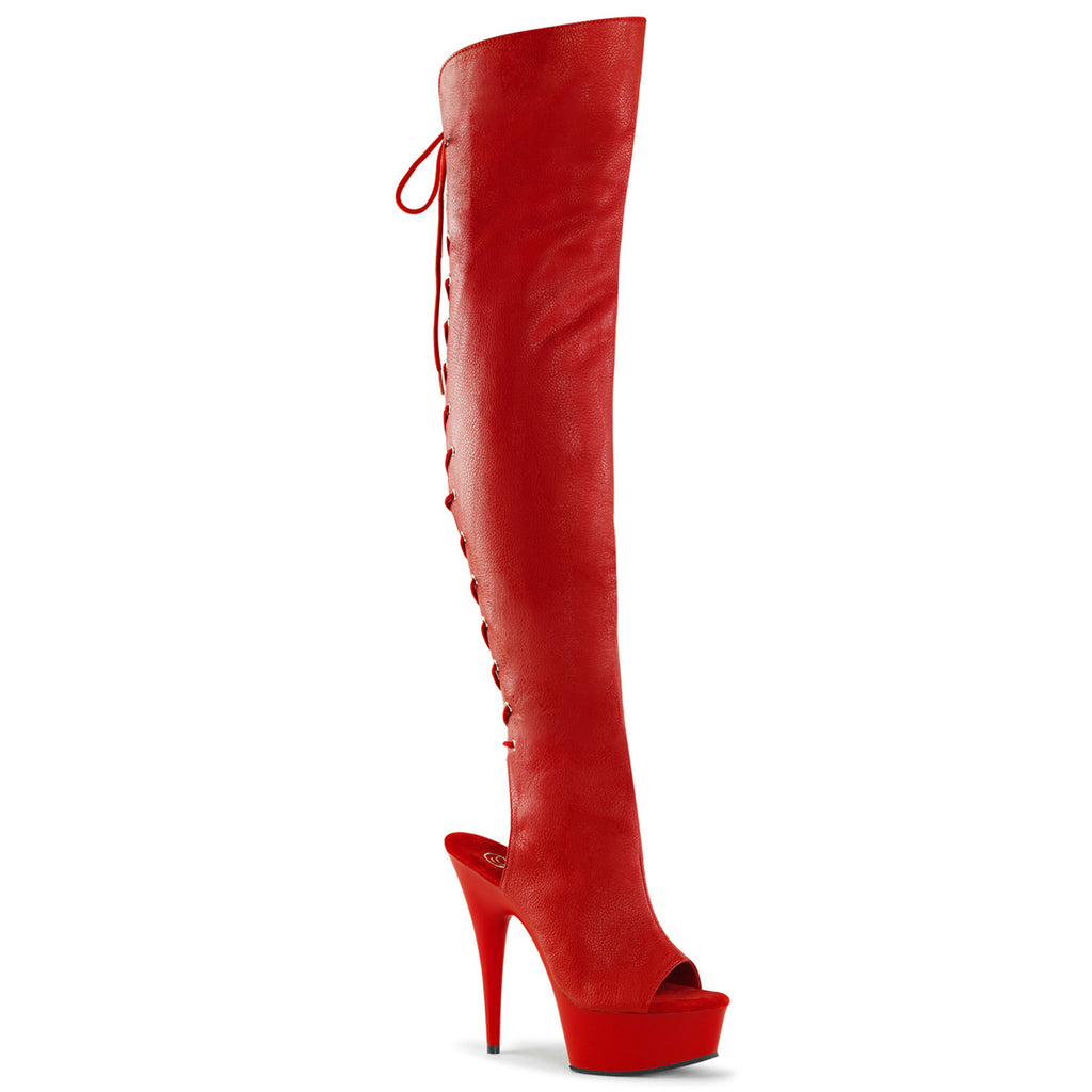DELIGHT-3019 - Red Faux Leather/Red Matte