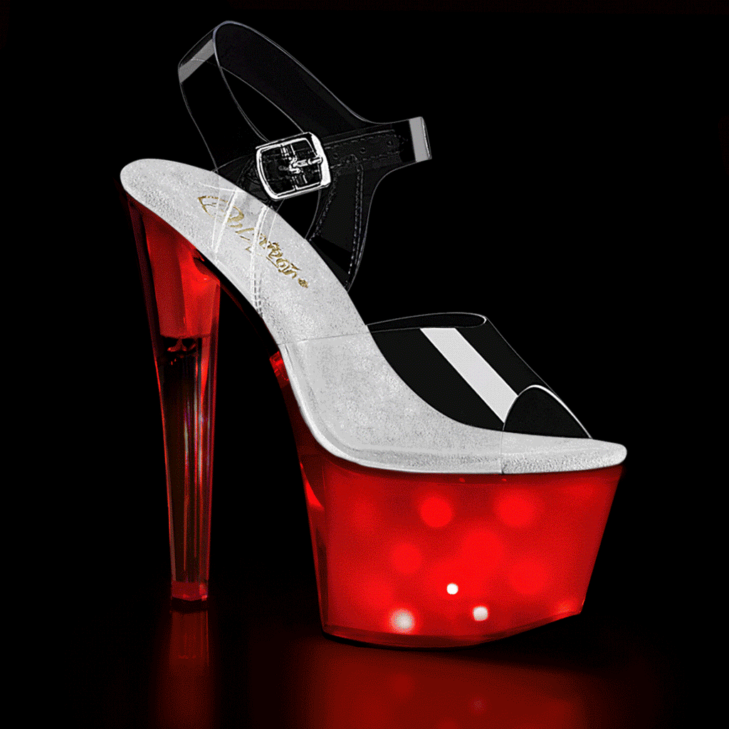 PLEASER Discolite-708 Multi-Coloured LED Light-Up Patterns Club Dancer 7" Heels - A Shoe Addiction
