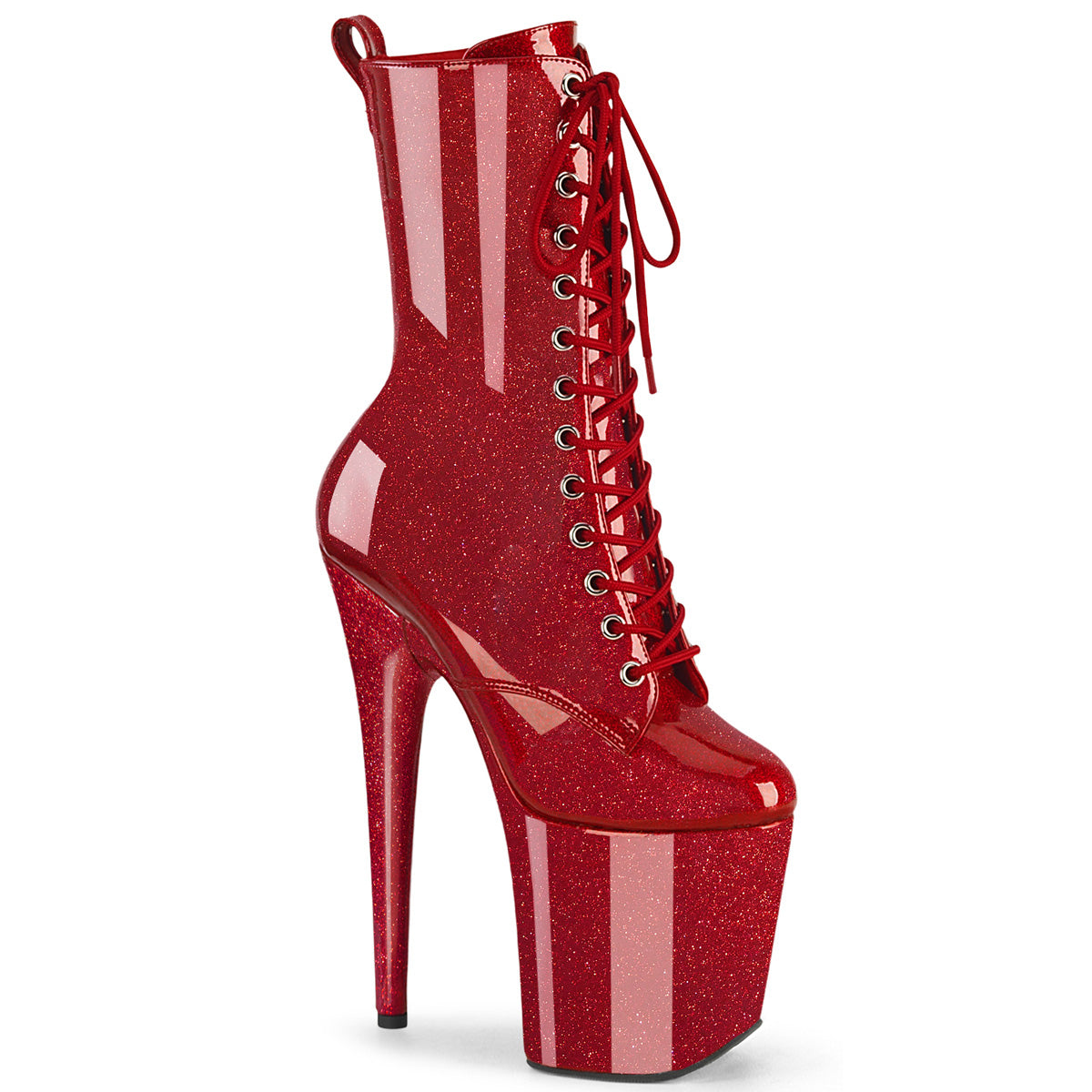 FLAMINGO-1040GP - Ruby Red Glitter Patent Ankle Boots