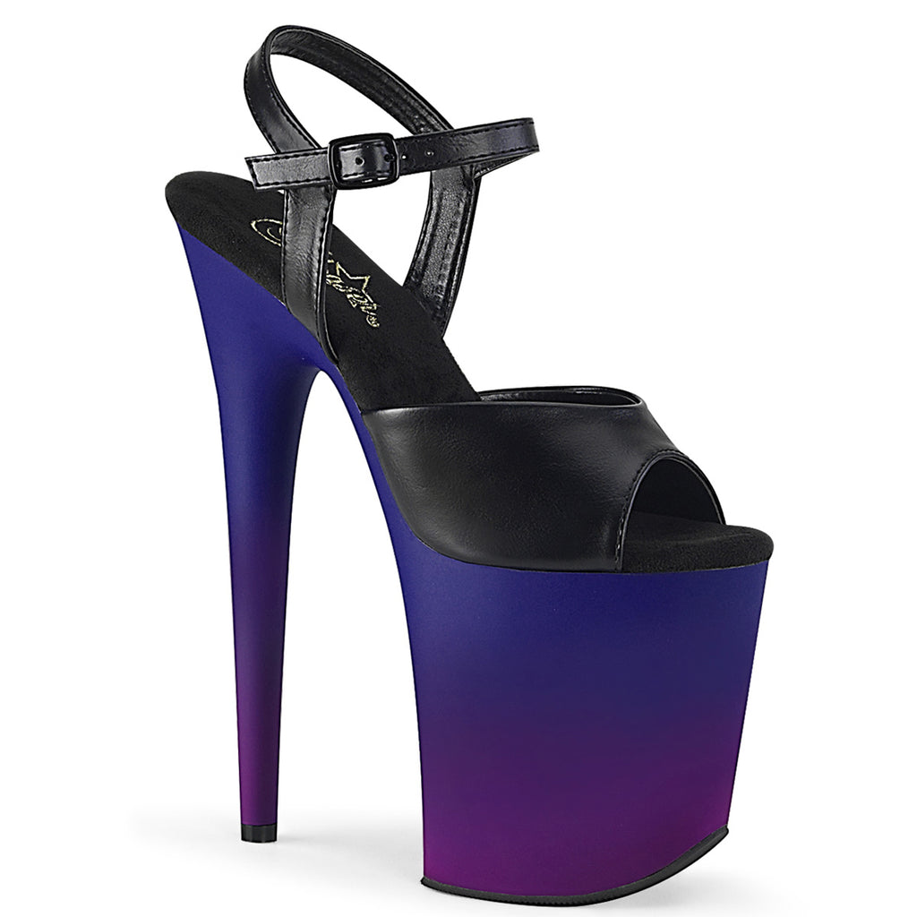 FLAMINGO-809BP - Blk Faux Leather/Blue-Purple Ombre