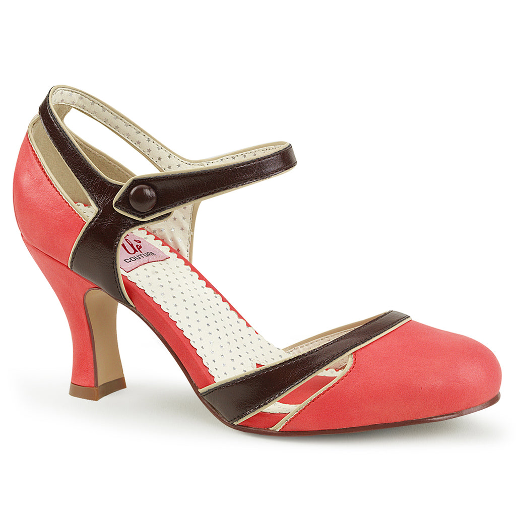 FLAPPER-27 - Salmon-D. Brown Faux Leather