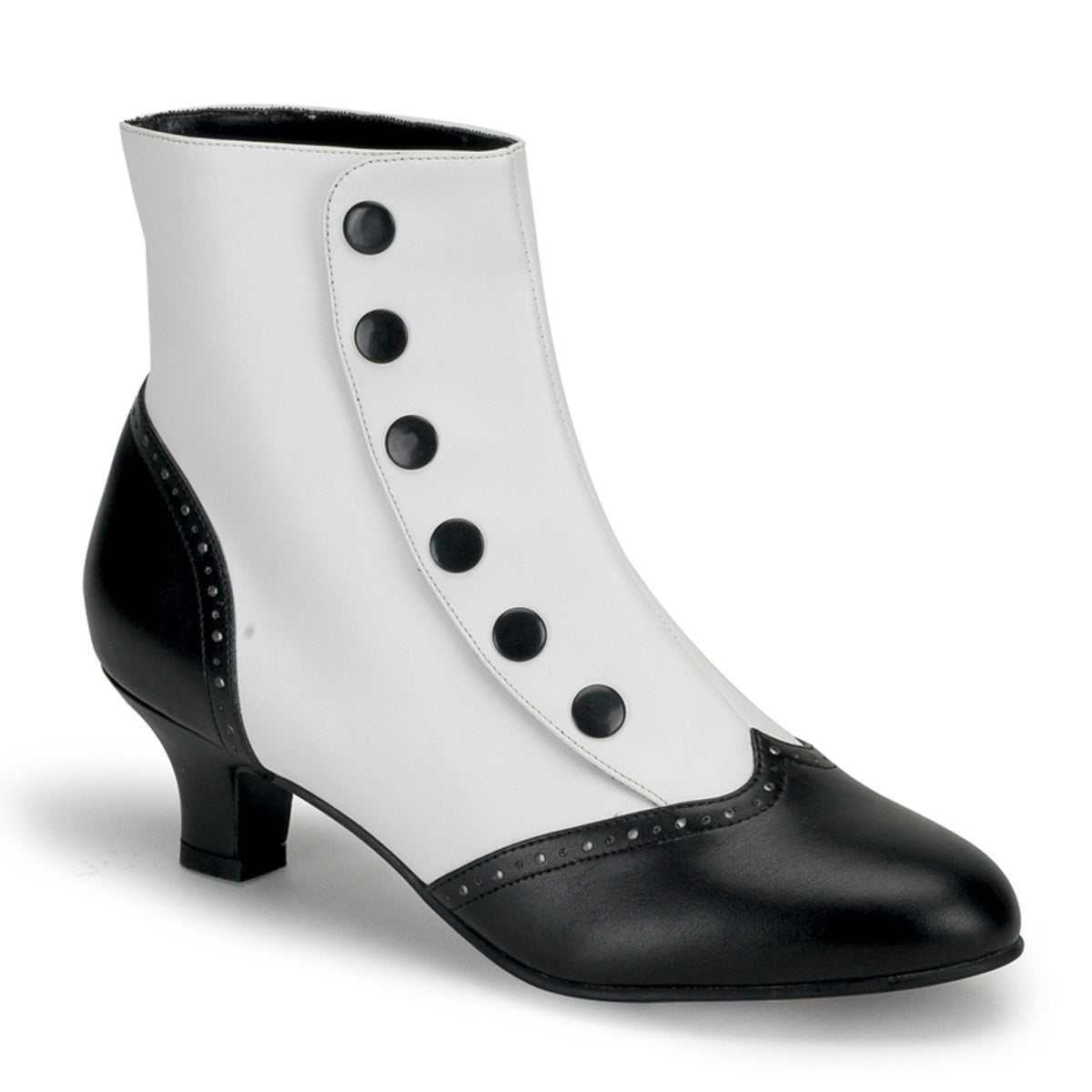 FLORA-1023 - White-Black PU Spat Boots
