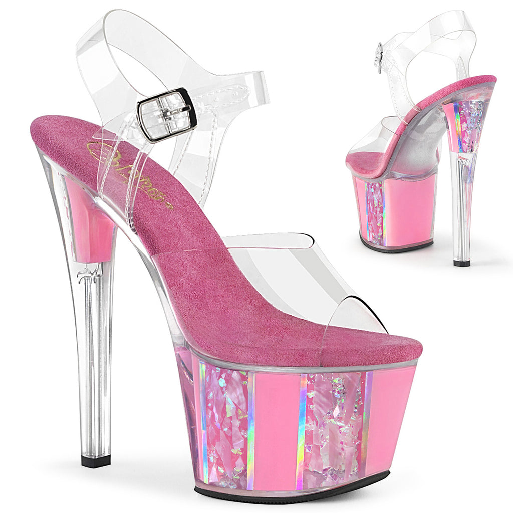 PLEASER Sky-308OF Opal Flake Ornament Stripper Pole Dancer Club Platform 7" Heel - A Shoe Addiction