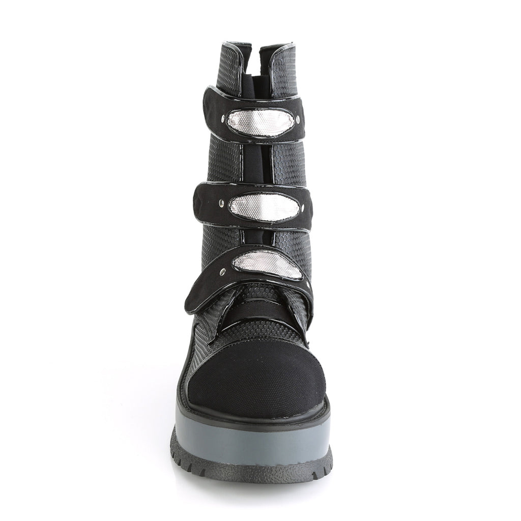 SLACKER-101 - Black Vegan Leather-Canvas Boots