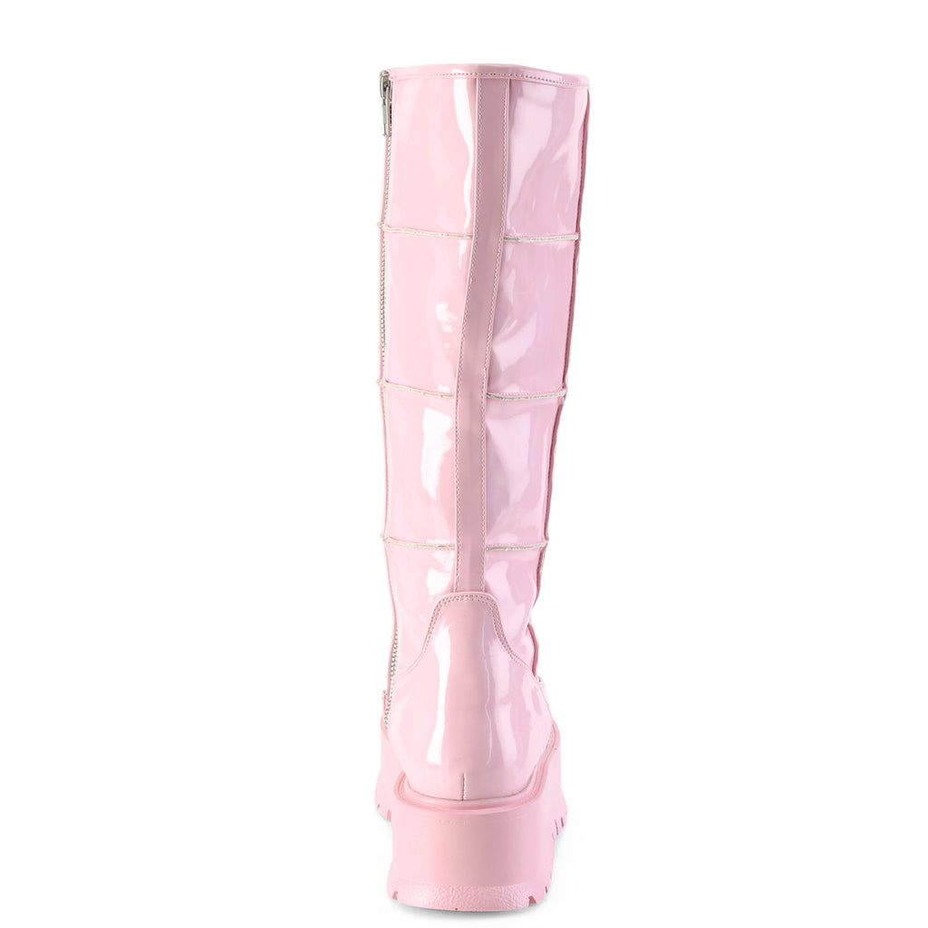 SLACKER-230 - Baby Pink Hologram Patent Boots