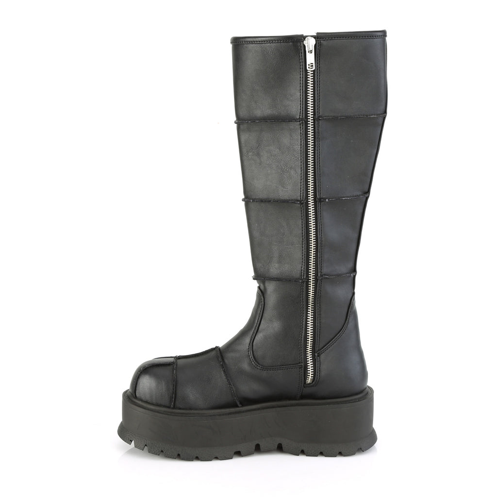 SLACKER-230 - Black Vegan Leather Boots