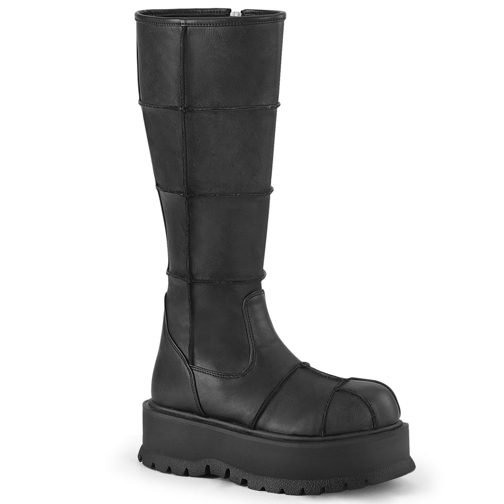SLACKER-230 - Black Vegan Leather Boots