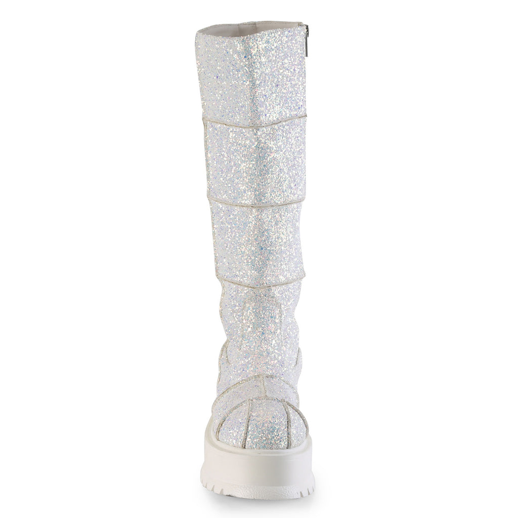 SLACKER-230 - White Multi Glitter Boots