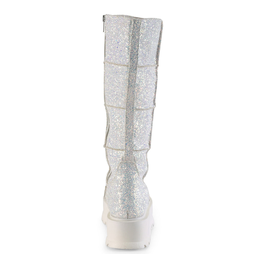 SLACKER-230 - White Multi Glitter Boots