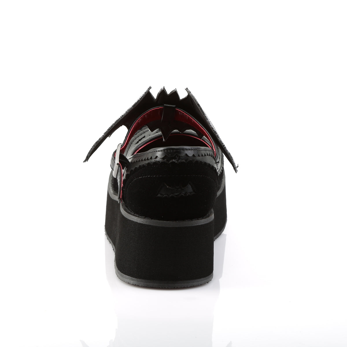 DEMONIA Sprite-09 Black Velvet Goth Removable Bat Buckle Platforms Mary Janes - A Shoe Addiction Australia