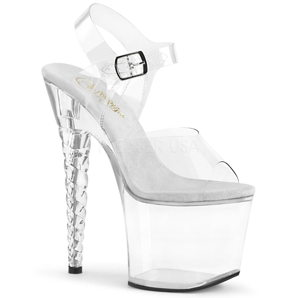 PLEASER Unicorn-708 Clear Ankle Strap Stripper Pole Dancer Platforms 7" Heels - A Shoe Addiction